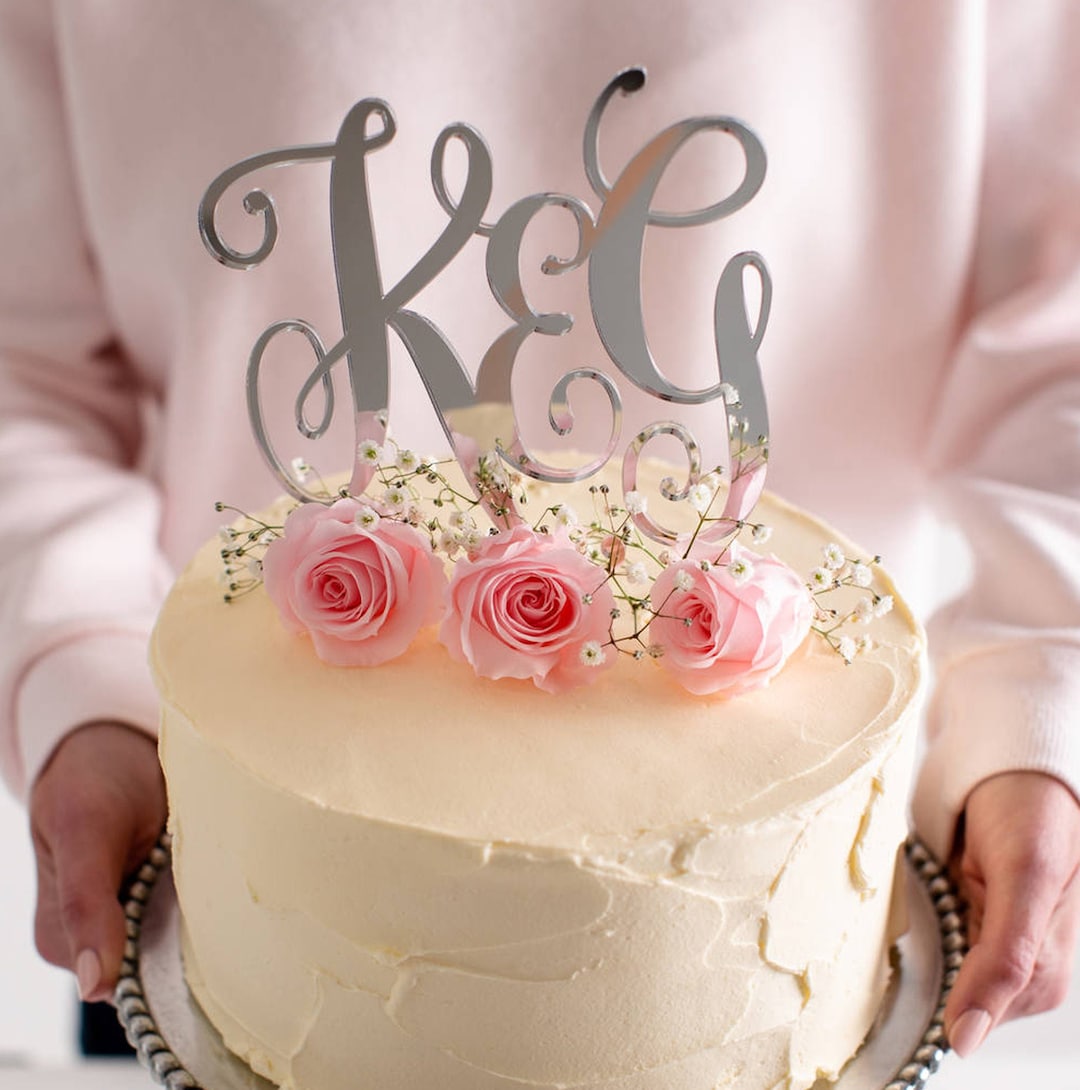 Cake Topper Inscription Sample Personalised Script Couples Initials Cake Topper - Etsy