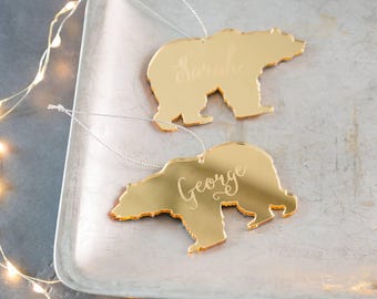 Personalised Mirrored Polar Bear Decoration