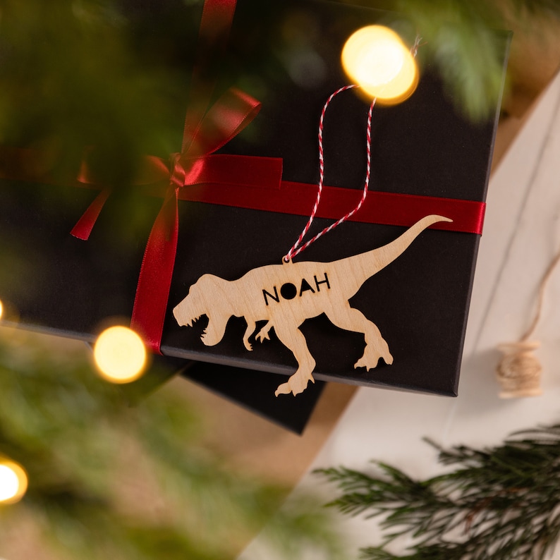 Personalised Wooden Dinosaur Gift Tag