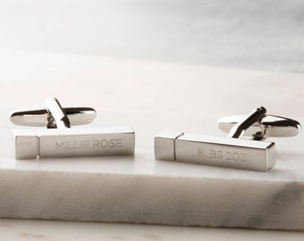 Personalised Engraved Bar New Baby Cufflinks