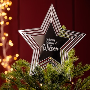 Personalised Memorial Star Christmas Tree Topper, Memorial Christmas Gifts, Christmas Keepsake, In Memory Of Gifts For Loved One