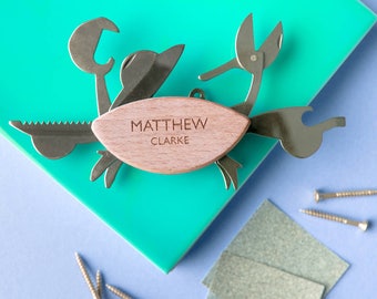 Personalised Crab Multi Tool, Multi Tool Gifts For Him, DIY Dad, Home Improvement Gifts, New Home Owner Gifts, Gifts For Him And Her
