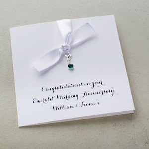 Cartão de aniversário com pedra de nascimento esmeralda Swarovski, 55º aniversário de casamento, cinquenta e cinco anos de casamento, cartão impresso personalizado para casais