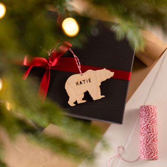 Personalised Wooden Polar Bear Gift Tag
