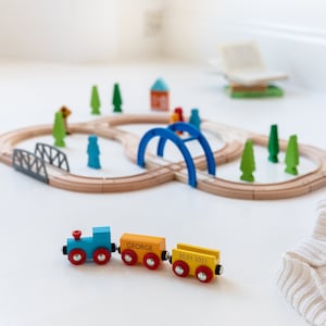 Personalised Wooden Big Journey Train Set, Traditional Wooden Toys, Custom Keepsake Toys, Eco Toys, Bespoke Wooden Train Set Toy