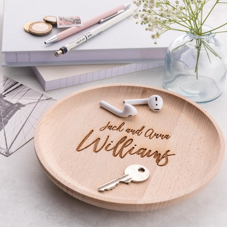 Personalised Couples Wooden Trinket Tray image 1