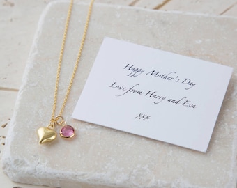 Personalised Gold Swarovski Birthstone Heart Necklace