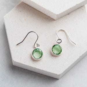 August Swarovski Anniversary Birthstone Earrings, Swarovski Custom Charm Earrings, Peridot Crystal, September Sapphire Birthday Custom Gift