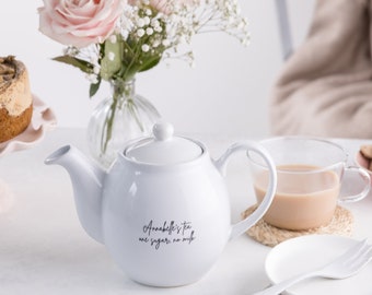 Personalised Engraved Tea For One, White Teapot For Her, Custom Engraved Teapot For Her, Gifts For Tea Lover, Cosy Cuppa Tea Gifts