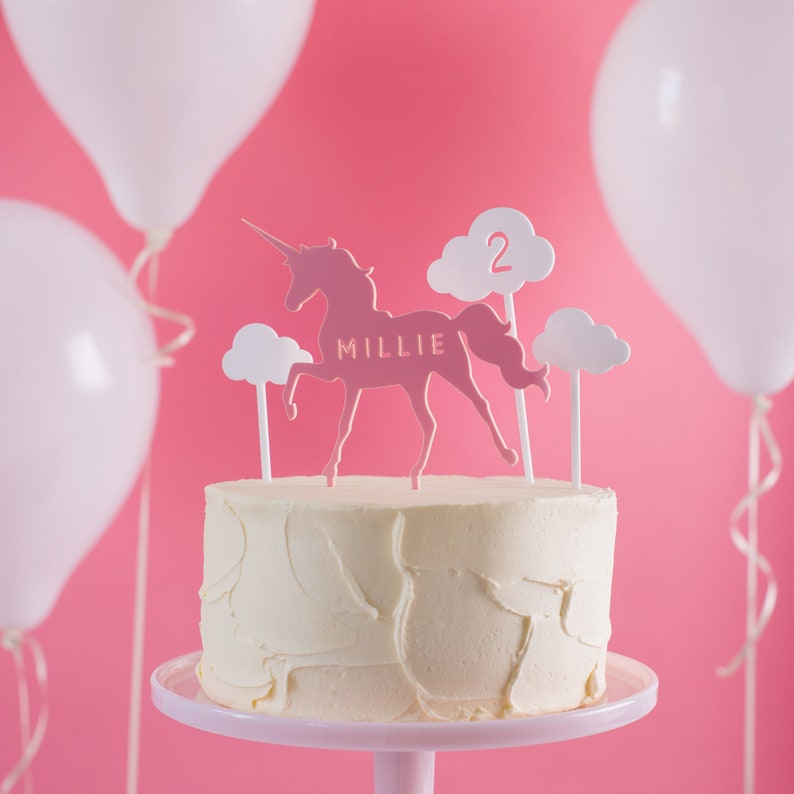 Personalised Unicorn Cake Topper Scene image 2