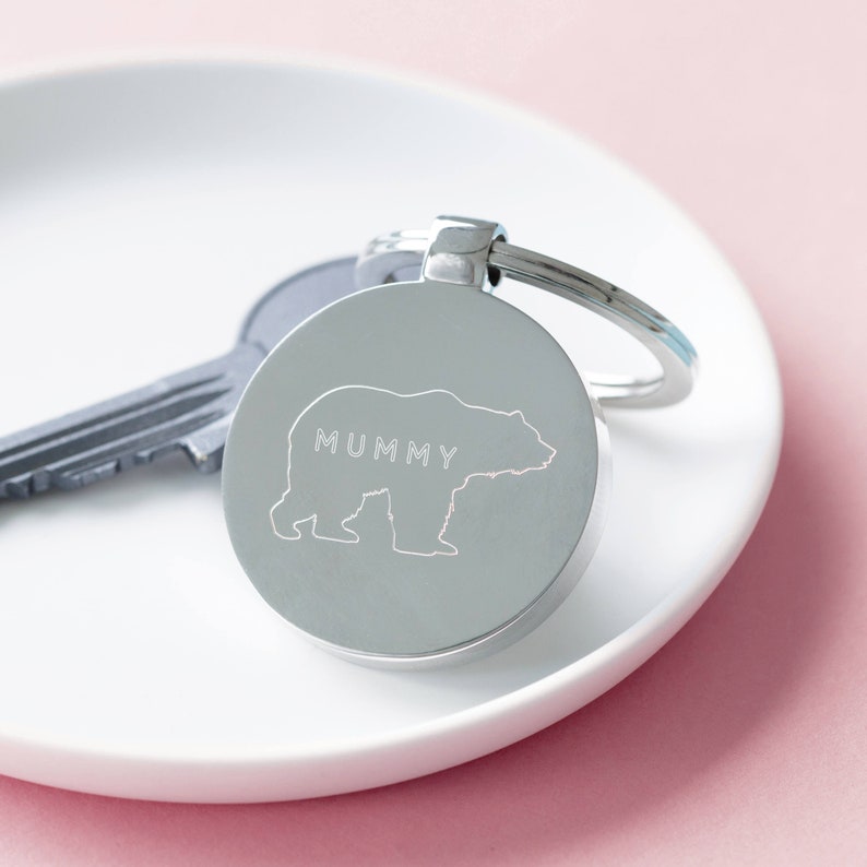 Personalised Engraved Mummy Bear Keyring image 1