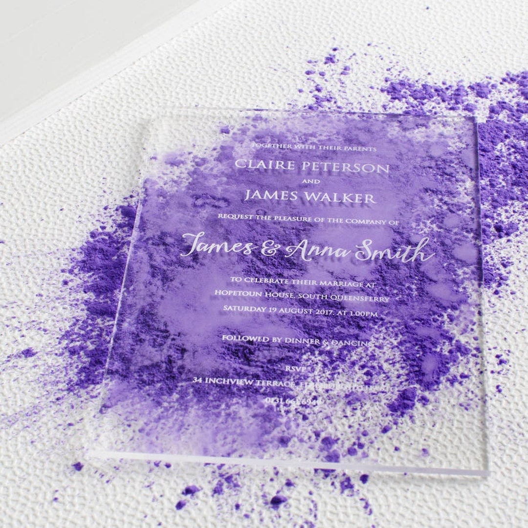 Personalised Acrylic Wedding Invitations, Bespoke Stylish Clear Wedding Stationery, Custom