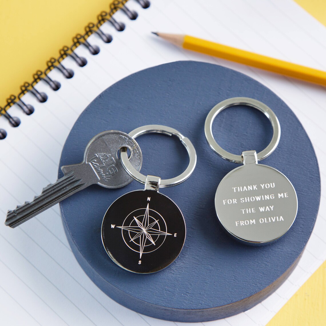 Personalised Compass Keyring Etsy UK