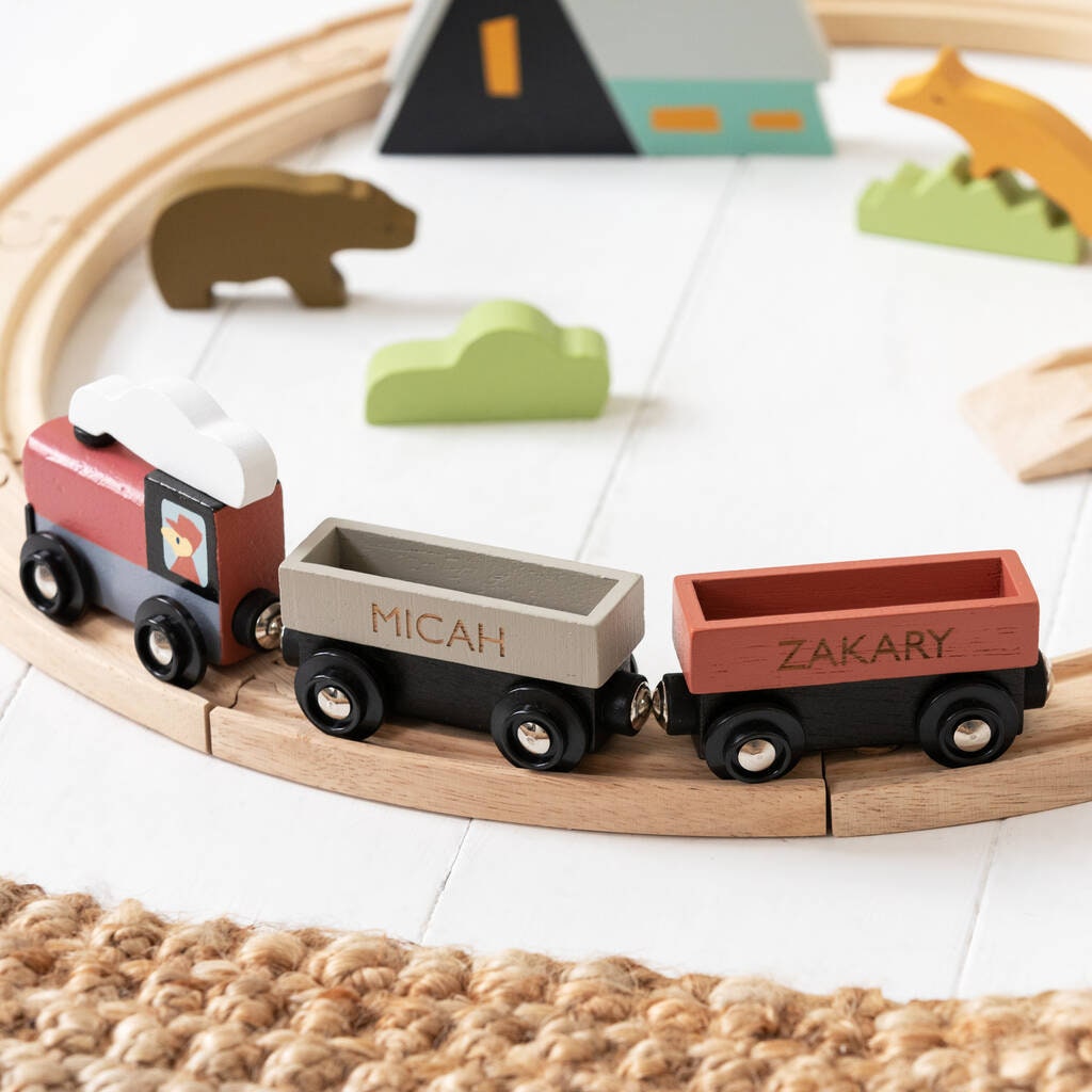 Traditional wooden train best sale set