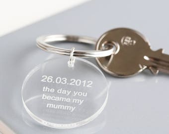 Day You Became My Mummy Acrylic Keyring, New Mum Gifts, Keepsake Gifts, Day They Were Born Gifts