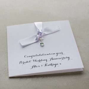 Geboortesteen Swarovski-peridot, 16e huwelijksverjaardag, zestien jaar, aangepaste verjaardagskaart voor koppels