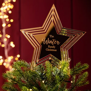 Personalised Star Christmas Tree Topper, Christmas Tree Essentials, Christmas Keepsake, Stylish Christmas Decor, Family Christmas Must Have image 2
