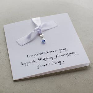 Carte d'anniversaire de naissance saphir Swarovski, 45e anniversaire de mariage, quarante-cinq ans de mariage, carte sur mesure pour félicitations en couple
