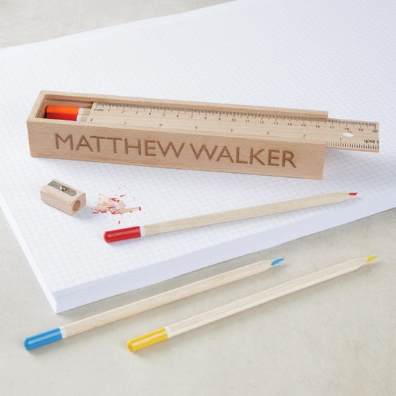 PERSONALISED Gift for Best School TEACHER Wooden Pen & Pencil Box Set Present PERSONALISED Gift for Best School TEACHER Wooden Pen & Pencil Box Set Present