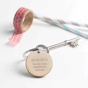 Day You Became My Daddy Wooden Keyring, New Dad Gifts, Engraved Keepsake Gifts For Him, Custom Engraved Gift For Him, New Parents Keepsake