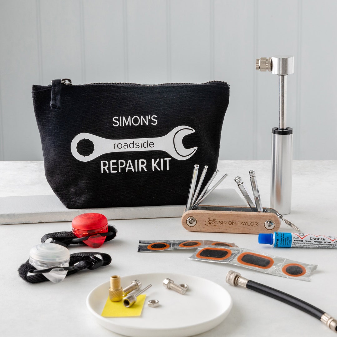 Personalised Deluxe Cycling Repair Kit Gift Set, Cycling Essentials
