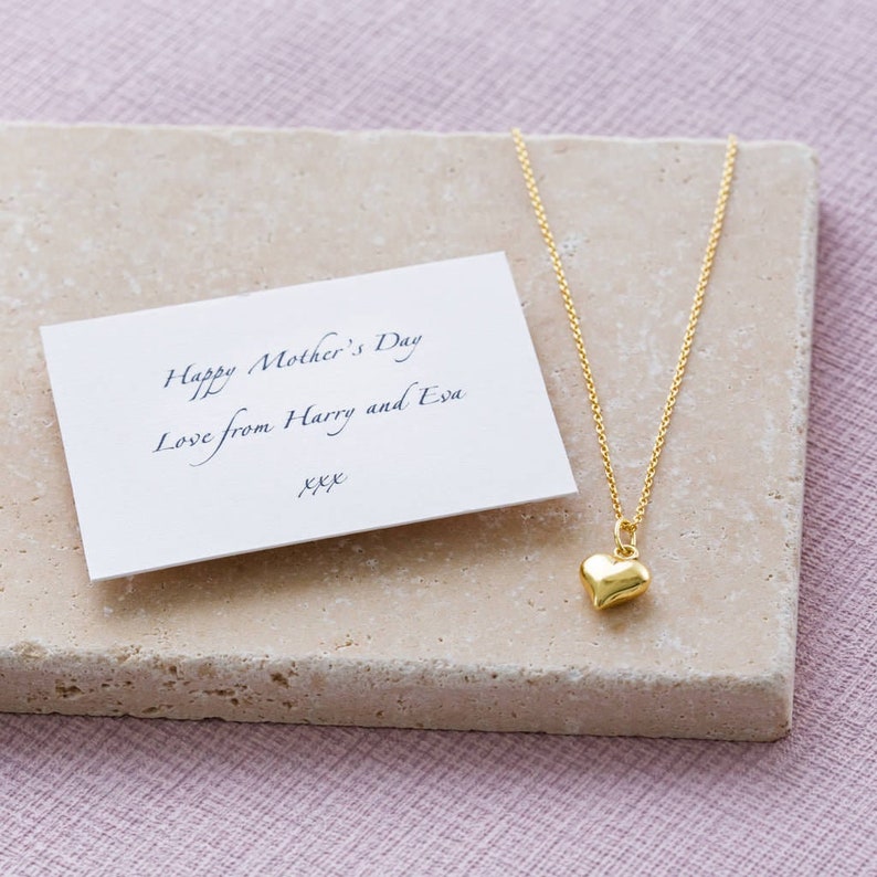 Personalised Heart Of Gold Necklace, Birthday Gift For Her, Gold Heart Necklace For Mum, Custom Gift Box, Gold Heart Charm Jewellery image 2