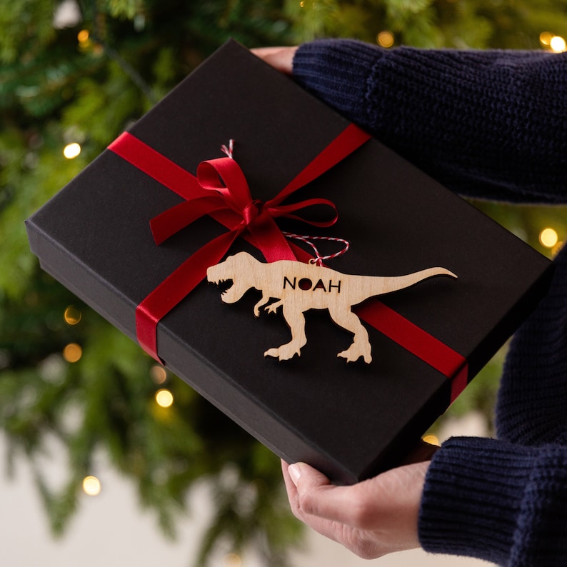 Personalised Wooden Dinosaur Gift Tag