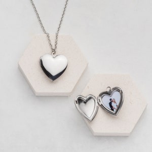 Personalised Plain Heart Locket With Photo, Jewellery Essentials, Necklace Gifts For Her, Photo Gift For Her, Heart Locket With Photo Inside