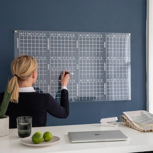 SECONDS Year To View Home Office Calendar, Clear Acrylic Dry Erase Calendar, Stylish Acrylic Office Calendar, SUPER SECONDS