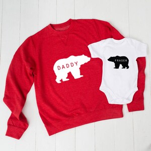 Daddy Bear Jumper And Baby Grow Set, Personalised Printed Clothing, Matching Daddy And Me, Proud New Parent Gift, Best Birthday Gifts