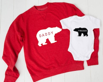 Personalised Daddy Bear Jumper And Baby Grow Set