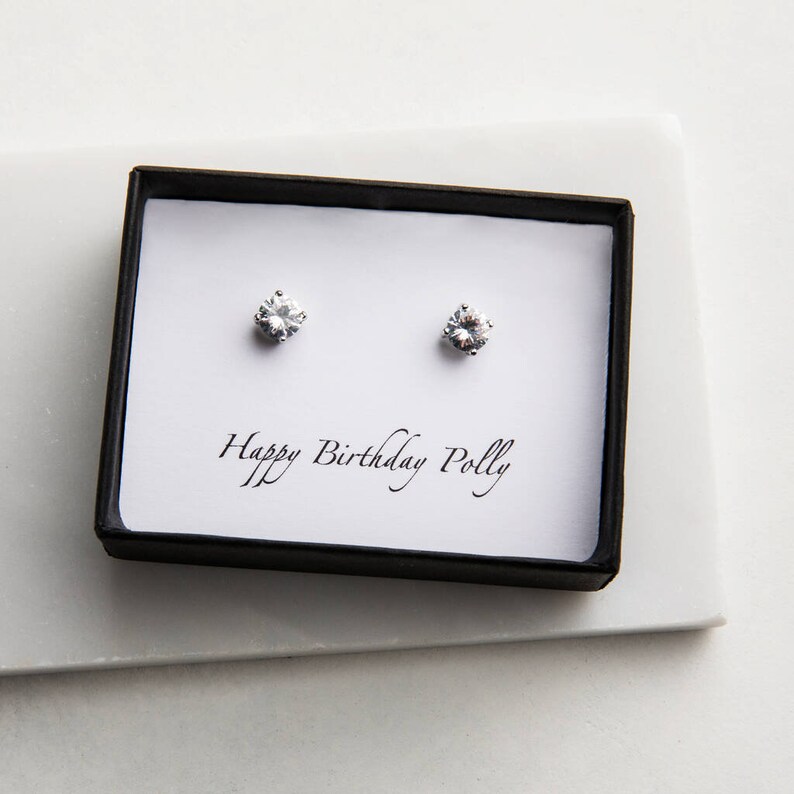 Personalised Diamante Stud Earrings, Stylish Earrings Gifts For Her, Personalised Earrings For Her, Timeless Keepsake Gift For Loved One image 4