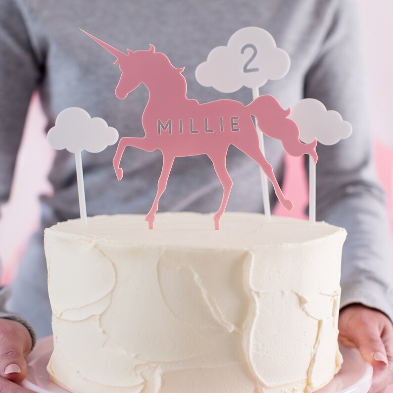 Personalised Unicorn Cake Topper Scene image 3