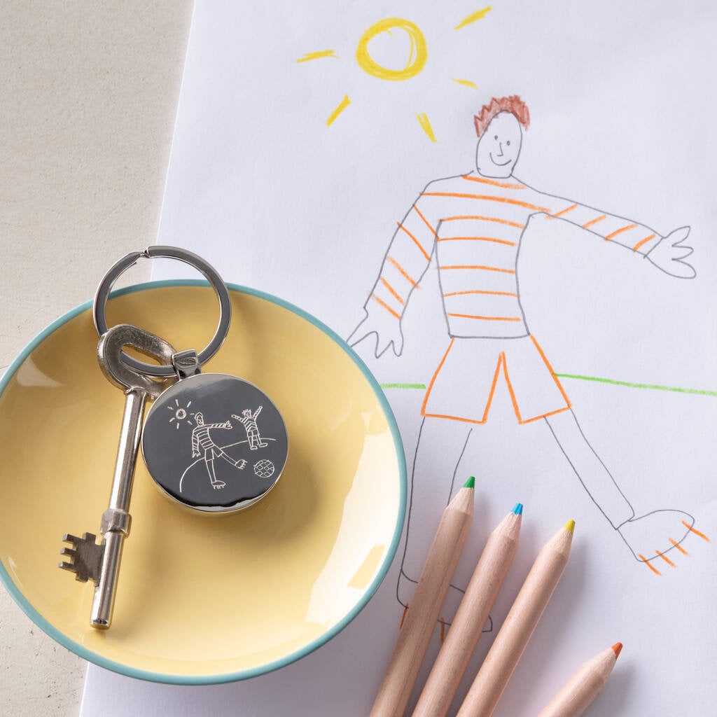 Personalised Childs Drawing Keyring for Him Childrens Drawing Etsy UK