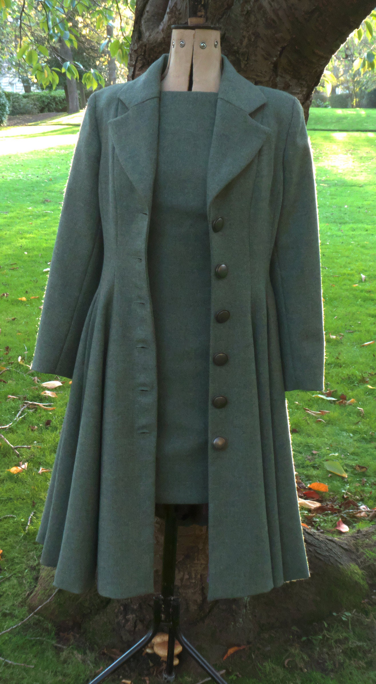 Green and Pink 1940's Style Tweed Coat. Vintage Look Fit - Etsy Canada