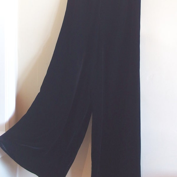 Black Velvet Wide Leg High Waisted Pants Palazzo Slacks