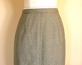 1950s Wool Houndstooth Pencil Skirt