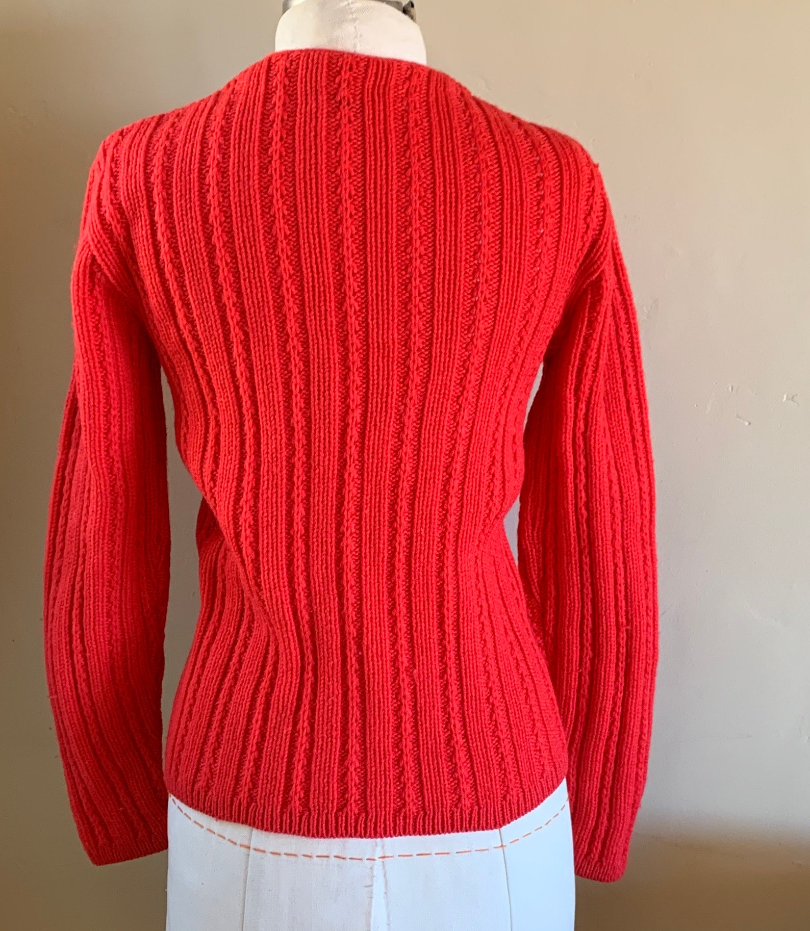 Vintage Orange Alpaca Wool Cardigan Sweater main image 1