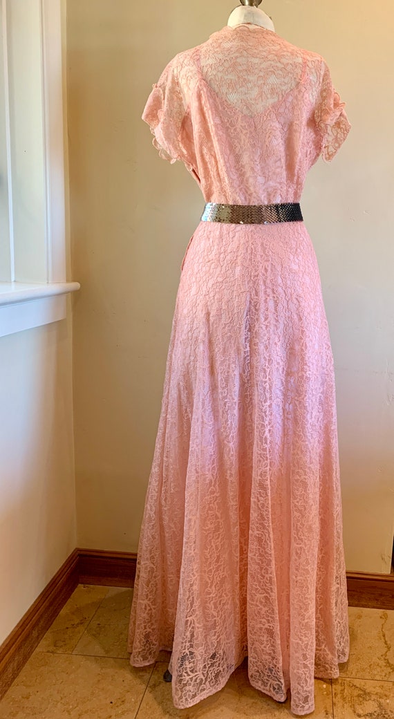 1950S Pale Pink Gown floor Length Dress Formal Br… - image 4