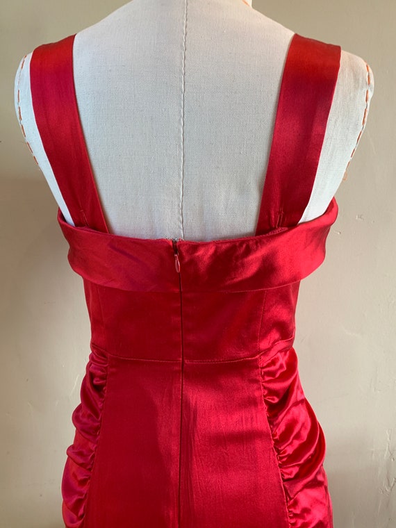 Betsey Johnson Cherry Red Satin Cocktail Dress - image 8