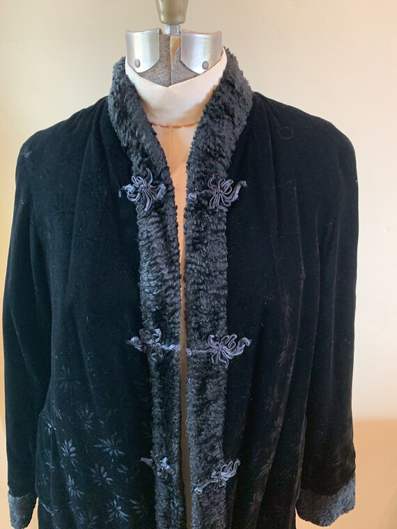 Black Faux Curly Lamb Reversible Evening Coat to … - image 7