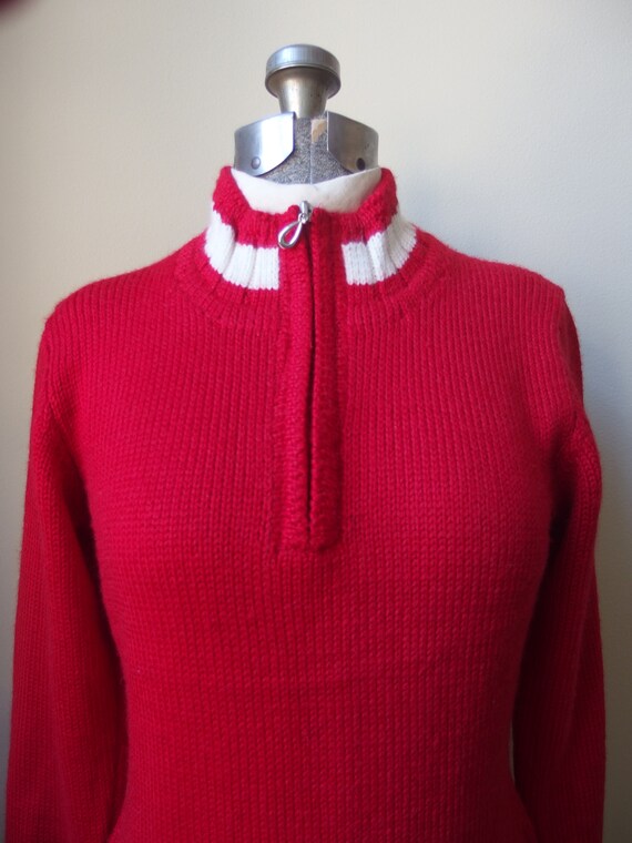 Vintage Red Hand Knit Sweater Mini  Dress - image 5