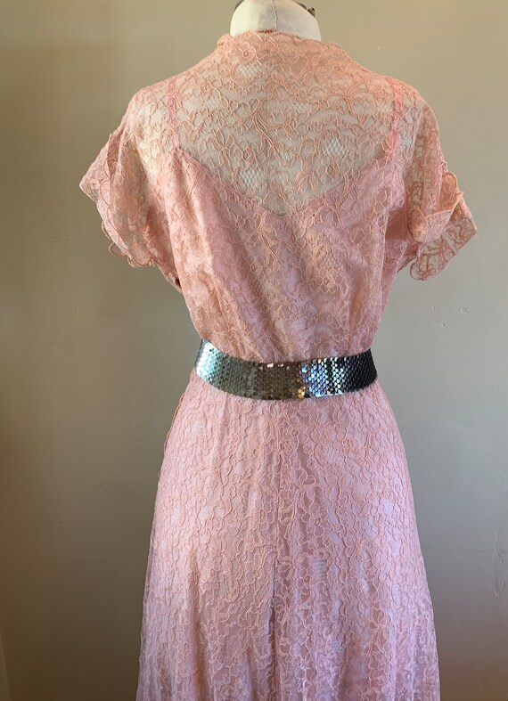1950S Pale Pink Gown floor Length Dress Formal Br… - image 5