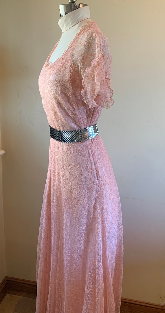 1950S Pale Pink Gown floor Length Dress Formal Br… - image 6