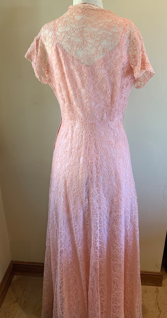 1950S Pale Pink Gown floor Length Dress Formal Br… - image 8