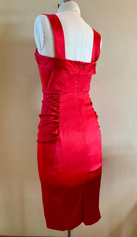 Betsey Johnson Cherry Red Satin Cocktail Dress - image 7