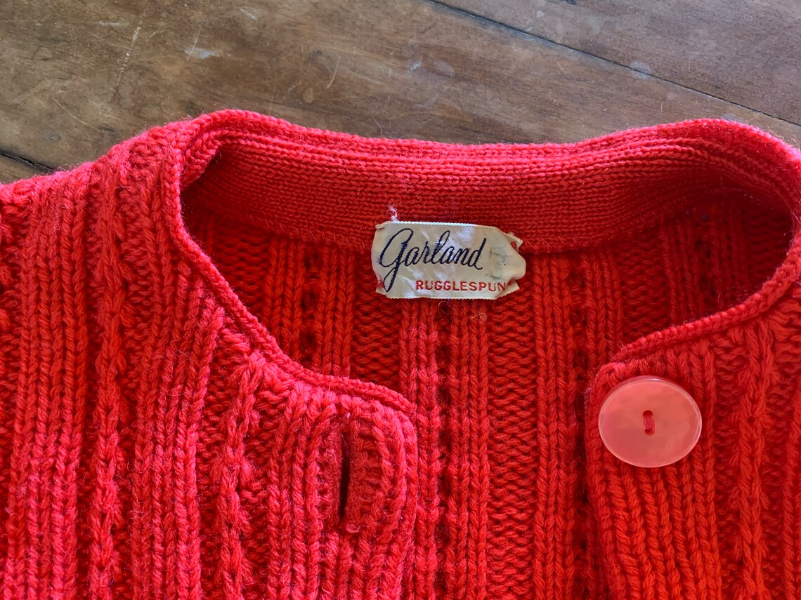 Vintage Orange Alpaca Wool Cardigan Sweater