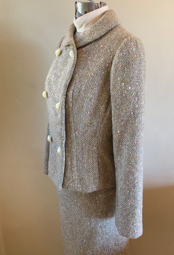 Elizabeth Arden 1950s Tweed Wool Suit Jacket Skirt - image 9