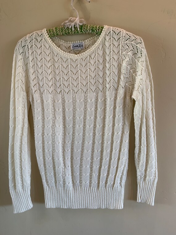 Ivory Delicate Soft  Knit Pullover Sweater Lightw… - image 5