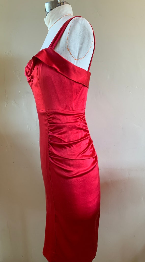 Betsey Johnson Cherry Red Satin Cocktail Dress - image 2